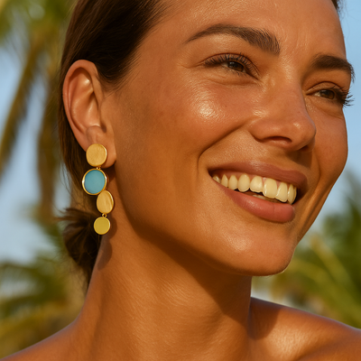Oceane | Gold Earrings with Turquoise Reflections