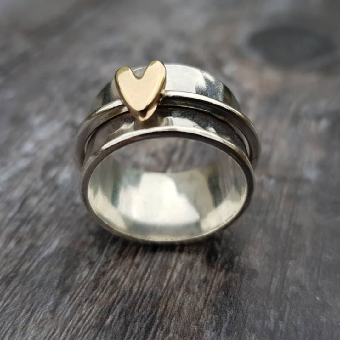 Eloura™ Golden Heart Silver Ring