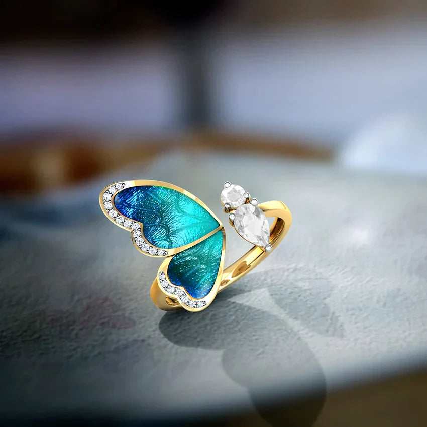 Eloura™ Adjustable Blue Butterfly Ring