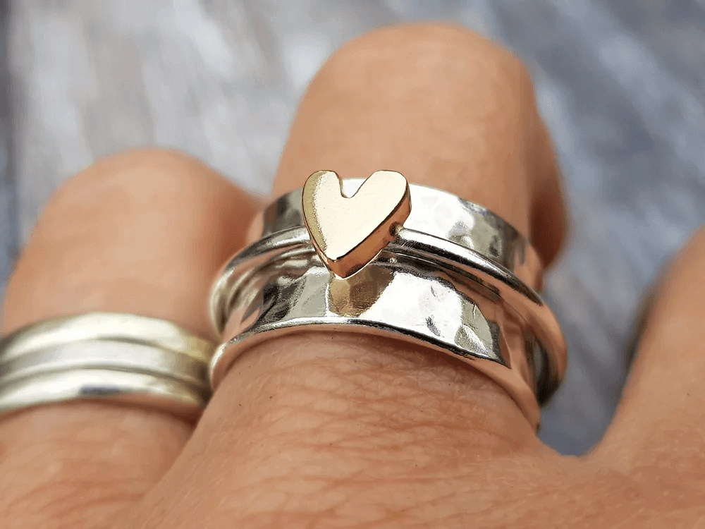 Eloura™ Golden Heart Silver Ring