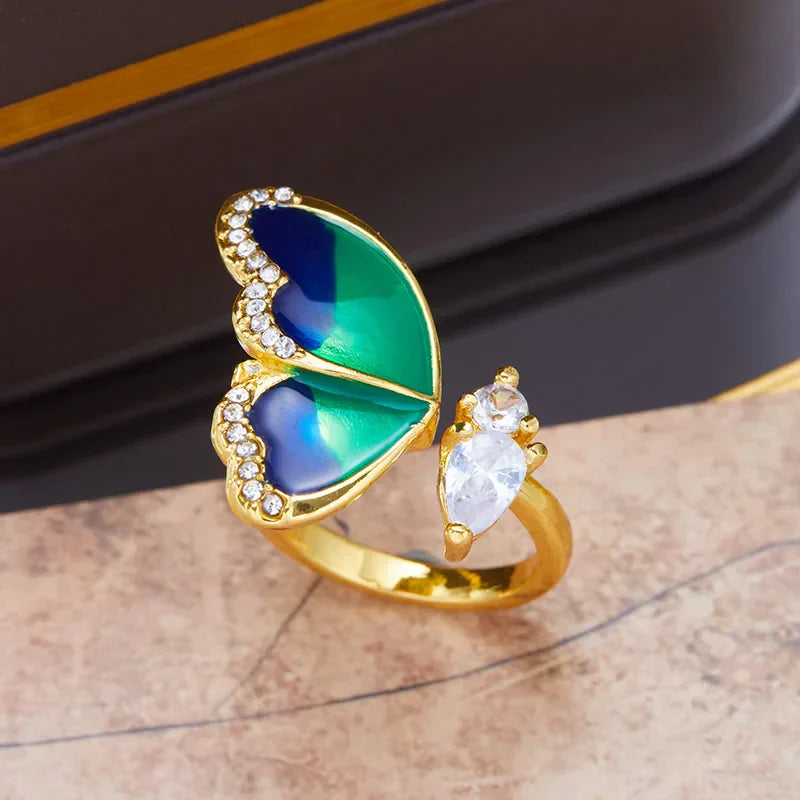 Eloura™ Adjustable Blue Butterfly Ring