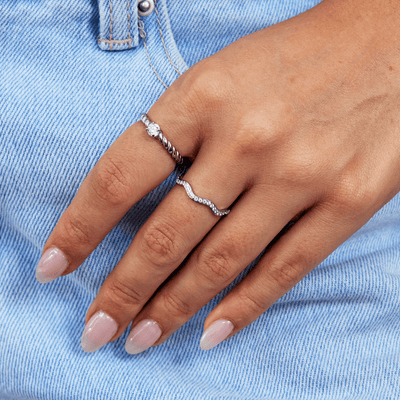 Eloura™ Crystal & Silver Wave Ring